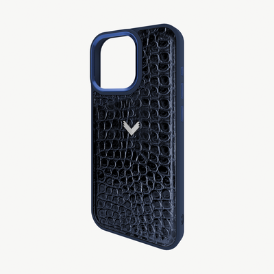 iPhone 15 Pro Phone Case, Calf Leather, Crocodile Texture