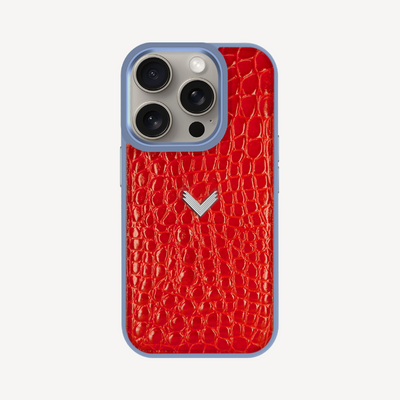 iPhone 15 Pro Phone Case, Calf Leather, Crocodile Texture