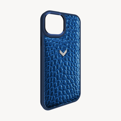iPhone 15 Plus Phone Case, Calf Leather, Crocodile Texture