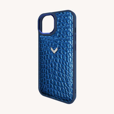 iPhone 15 Plus Phone Case, Calf Leather, Crocodile Texture