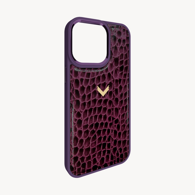 iPhone 15 Pro Max Phone Case, Calf Leather, Crocodile Texture