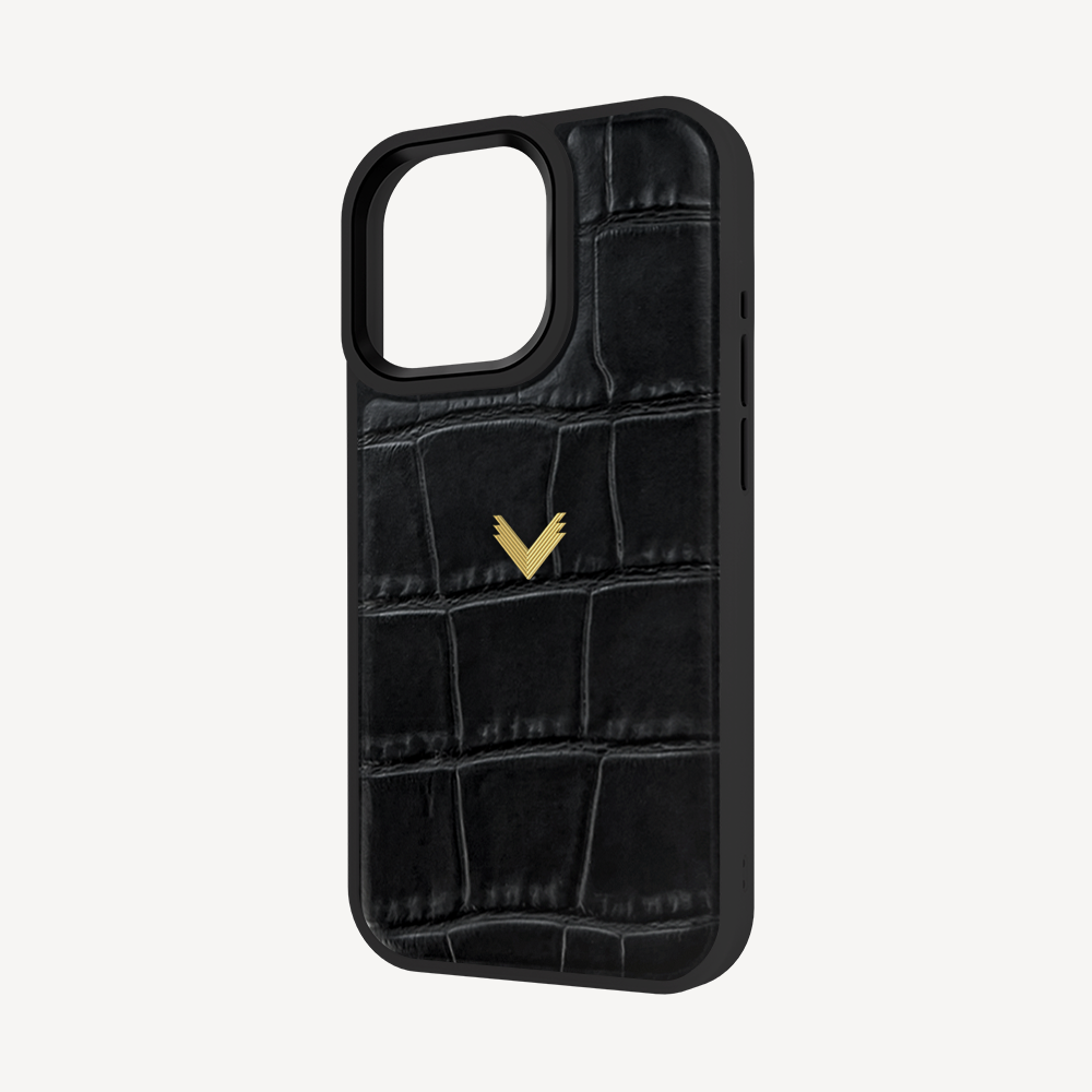 iPhone 15 Pro Max Phone Case, Calf Leather, Crocodile Texture