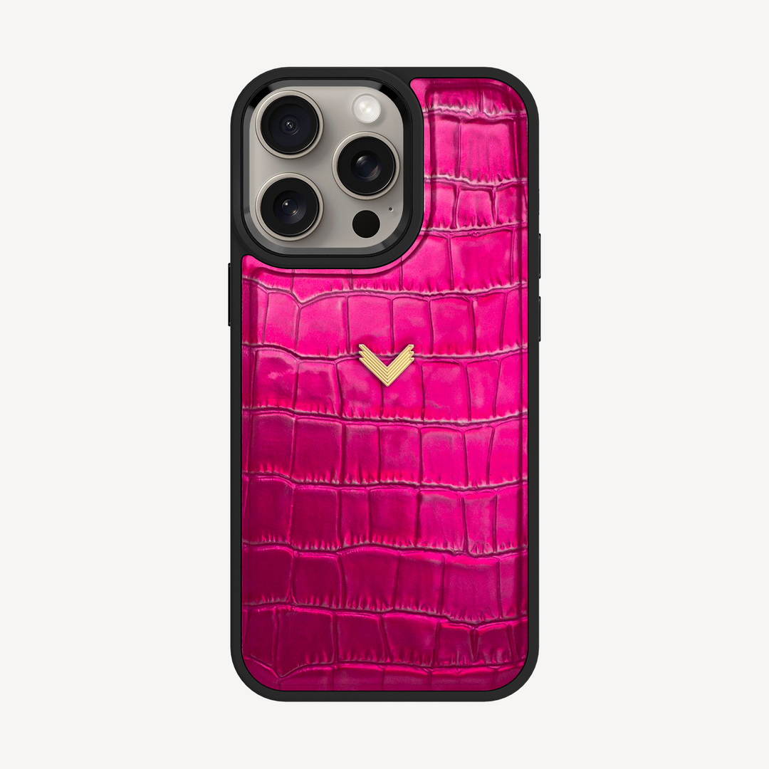 iPhone 15 Pro Max Phone Case, Calf Leather, Crocodile Texture