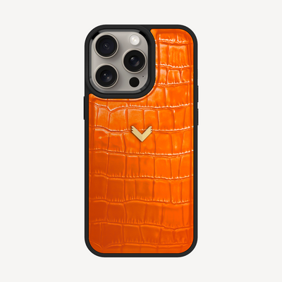iPhone 15 Pro Max Phone Case, Calf Leather, Crocodile Texture
