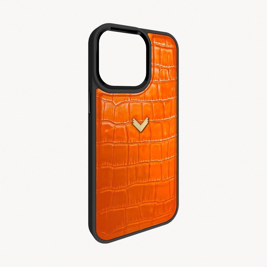 iPhone 15 Pro Max Phone Case, Calf Leather, Crocodile Texture