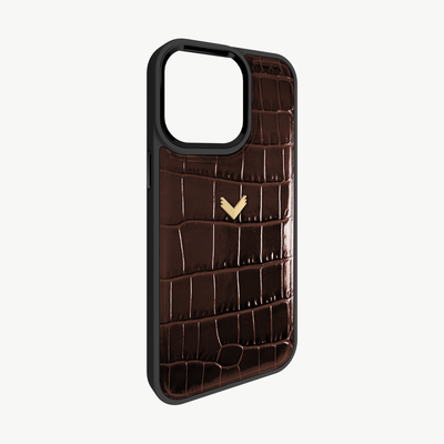 iPhone 15 Pro Max Phone Case, Calf Leather, Crocodile Texture