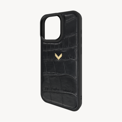 iPhone 15 Pro Max Phone Case, Calf Leather, Crocodile Texture