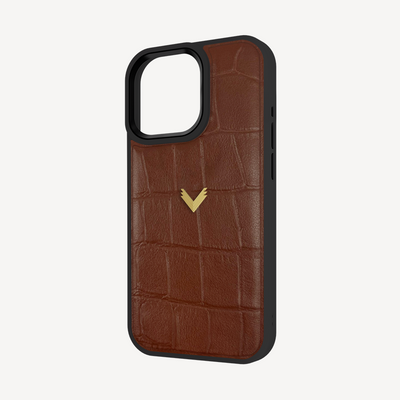 iPhone 15 Pro Max Phone Case, Calf Leather, Crocodile Texture