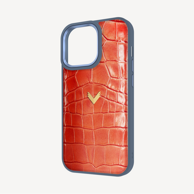 iPhone 15 Pro Max Phone Case, Calf Leather, Crocodile Texture