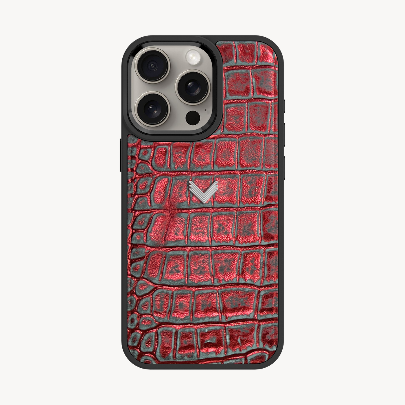 iPhone 15 Pro Max Phone Case, Calf Leather, Crocodile Texture