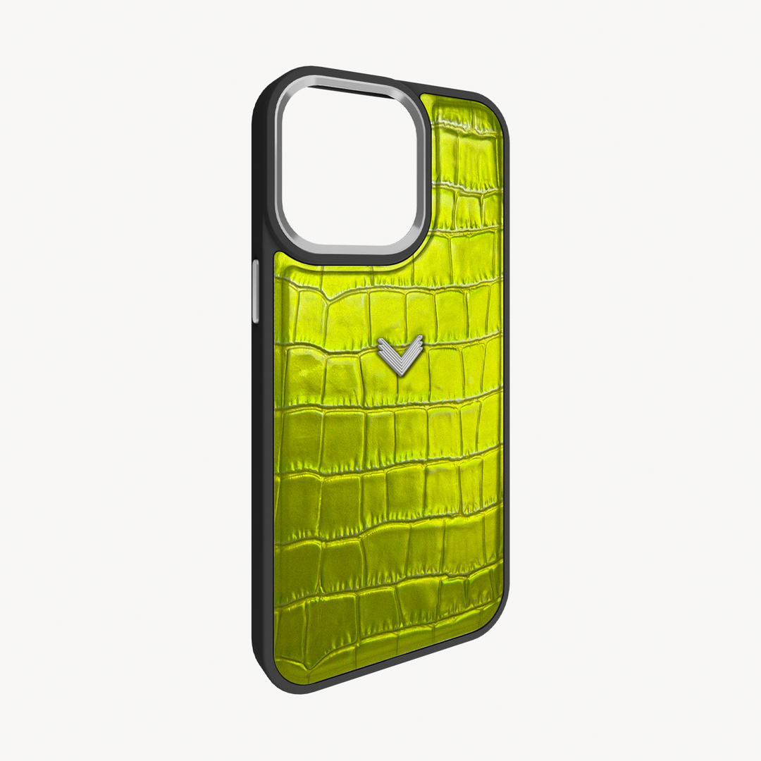 iPhone 15 Pro Max Phone Case, Calf Leather, Crocodile Texture