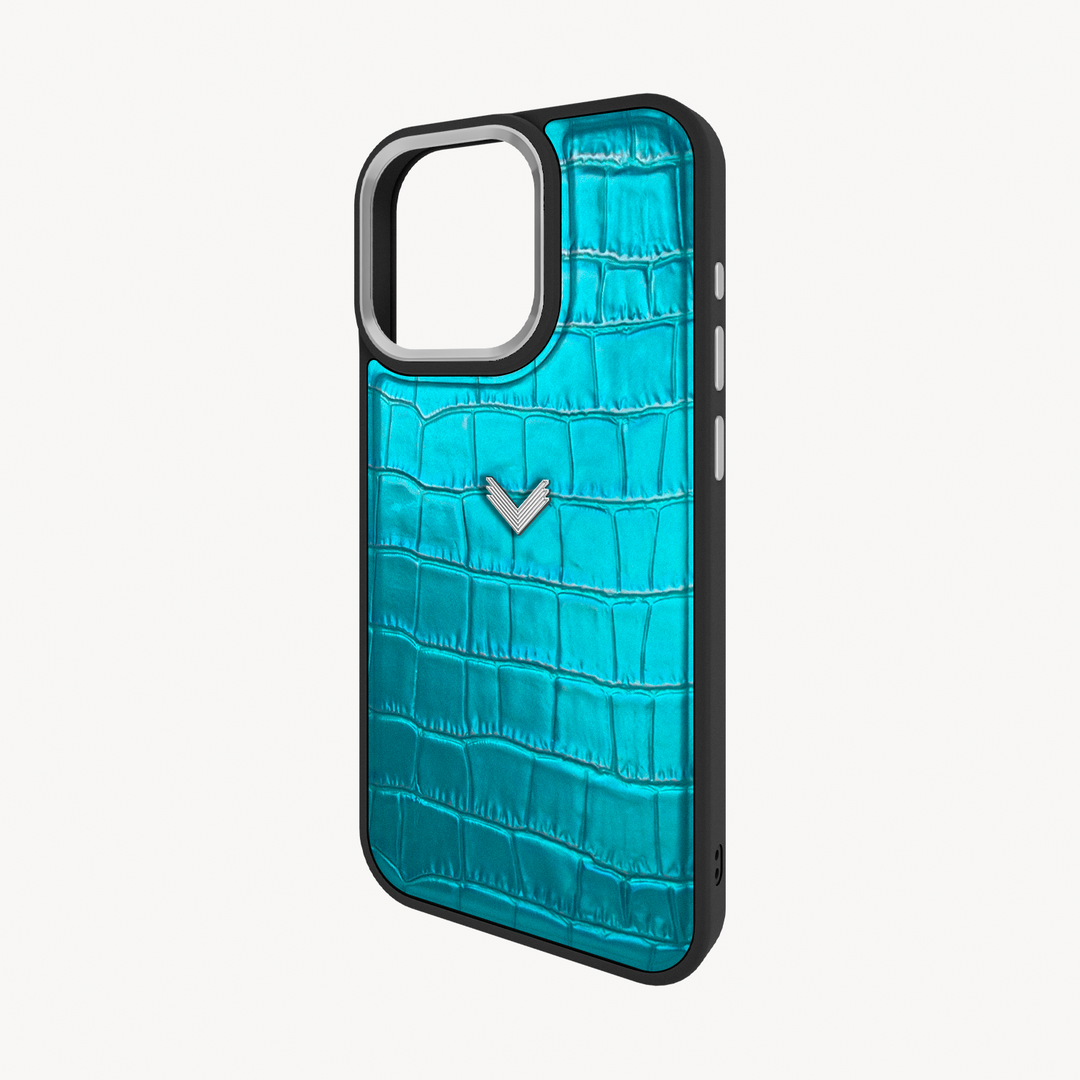 iPhone 15 Pro Max Phone Case, Calf Leather, Crocodile Texture