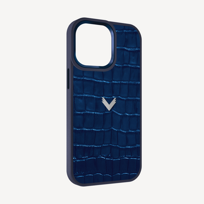 iPhone 15 Pro Phone Case, Calf Leather, Crocodile Texture