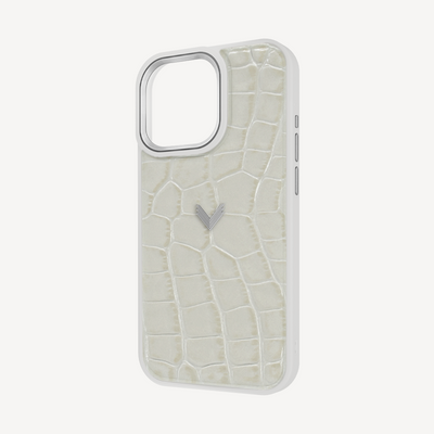 iPhone 15 Pro Max Phone Case, Calf Leather, Crocodile Texture