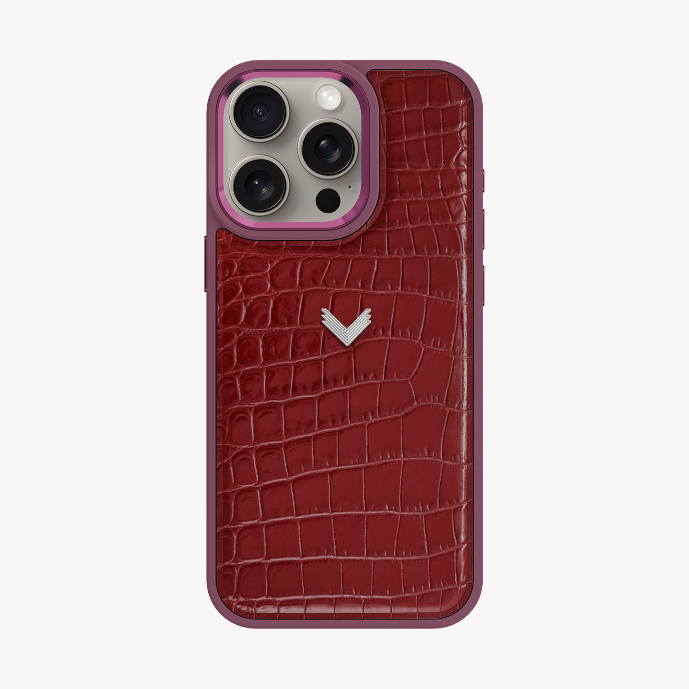 iPhone 15 Pro Max Phone Case, Calf Leather, Crocodile Texture