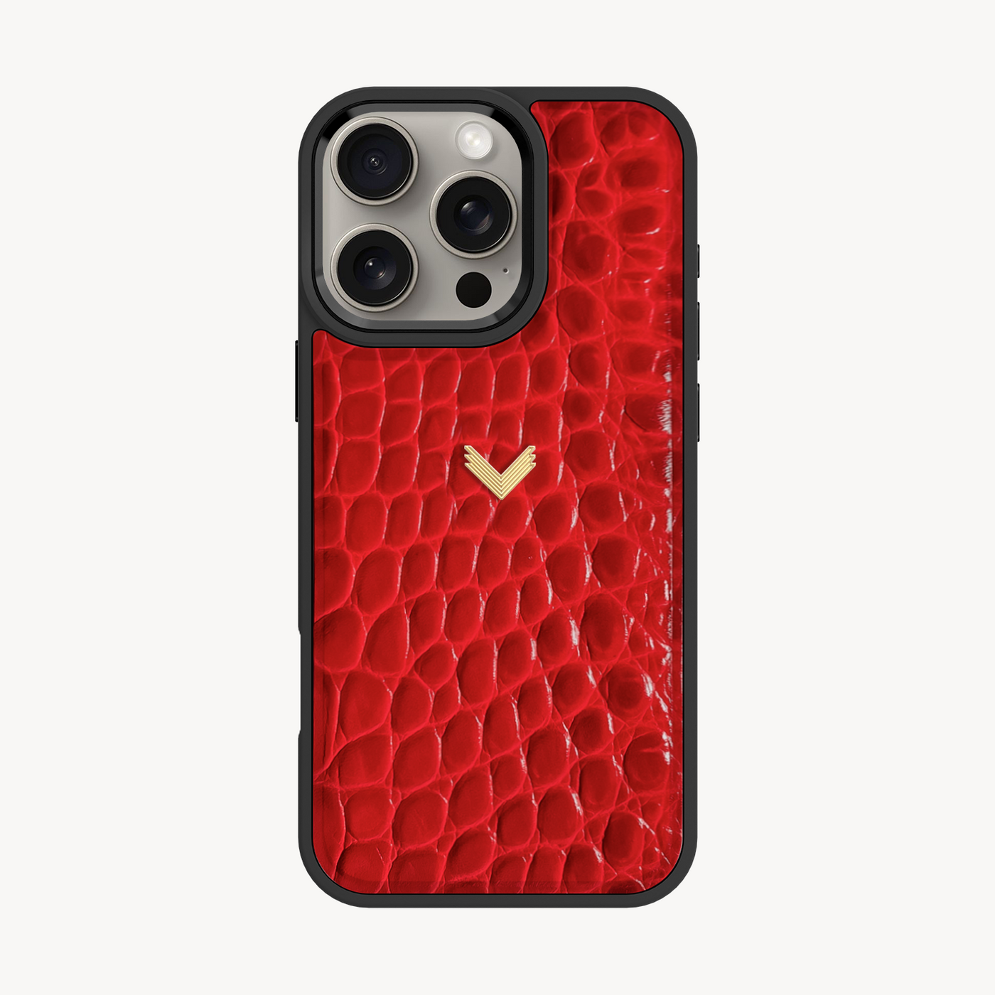 iPhone 15 Pro Phone Case, Calf Leather, Crocodile Texture