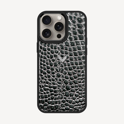 iPhone 15 Pro Max Phone Case, Calf Leather, Crocodile Texture