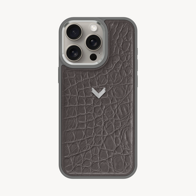 iPhone 15 Pro Max Phone Case, Calf Leather, Crocodile Texture