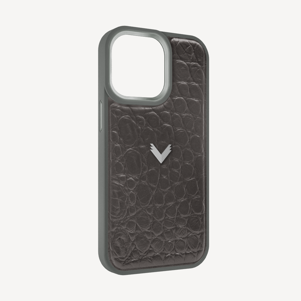 iPhone 15 Pro Max Phone Case, Calf Leather, Crocodile Texture