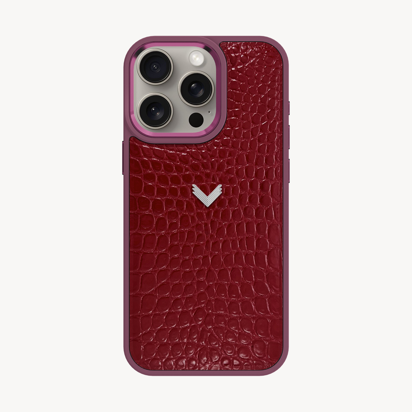 iPhone 15 Pro Phone Case, Calf Leather, Crocodile Texture