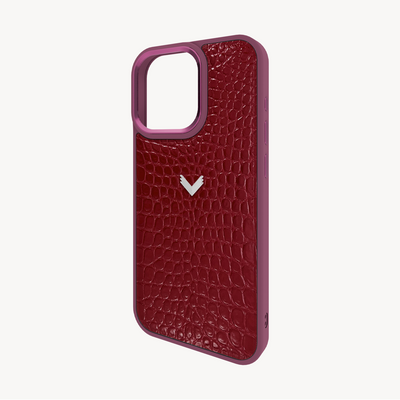 iPhone 15 Pro Phone Case, Calf Leather, Crocodile Texture