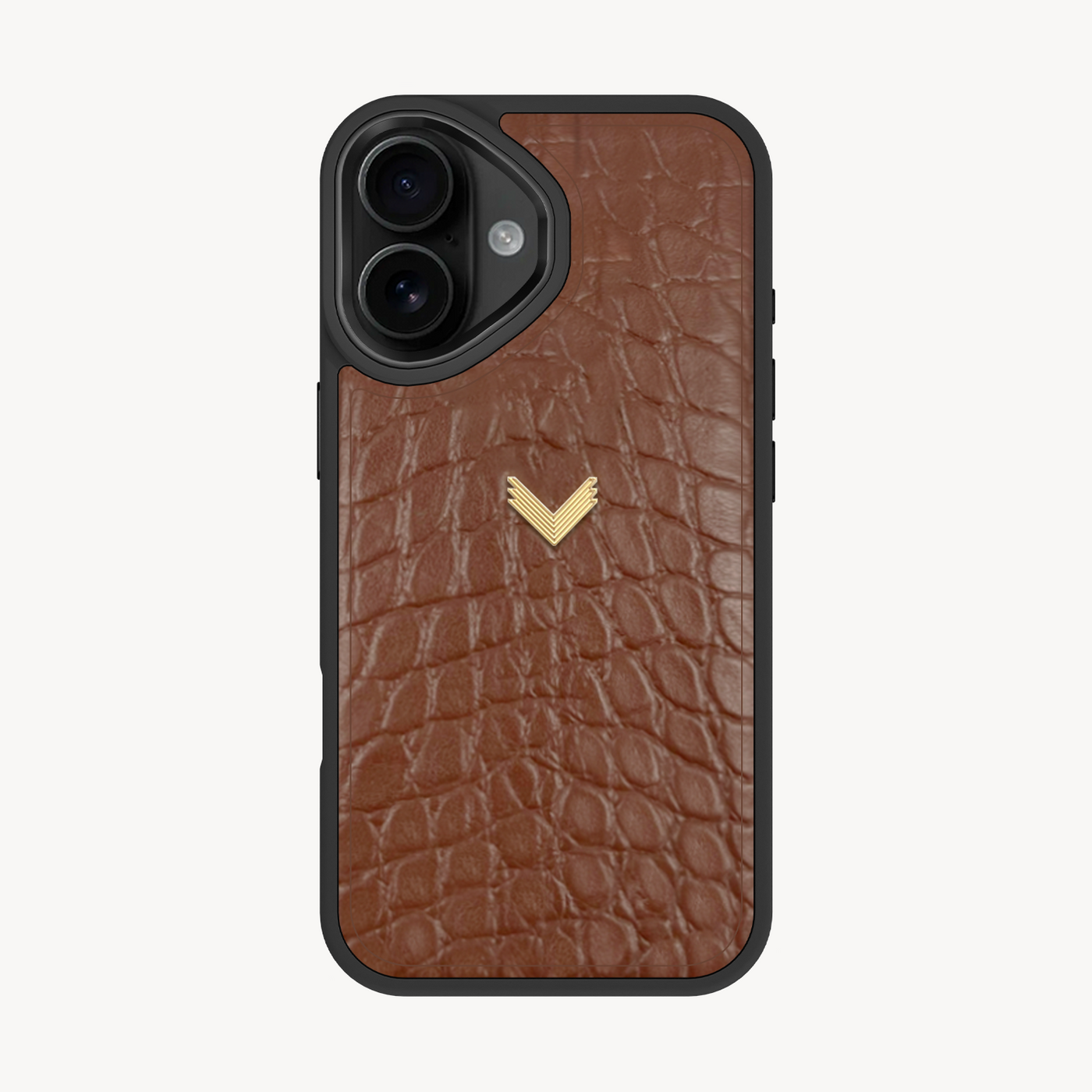 iPhone 16 Phone Case, Calf Leather, Crocodile Texture