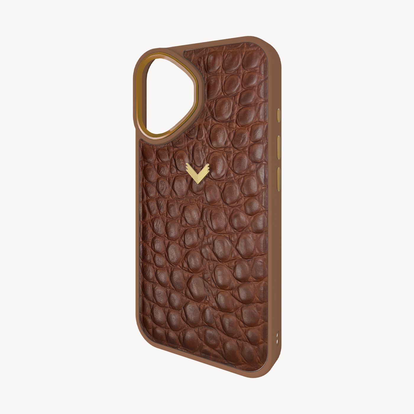 iPhone 16 Phone Case, Calf Leather, Crocodile Texture