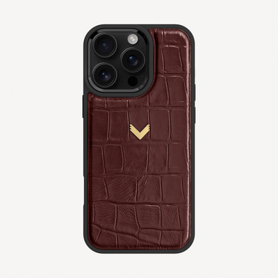 iPhone 16 Pro Max Phone Case, Calf Leather, Crocodile Texture