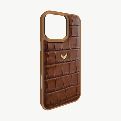 iPhone 16 Pro Max Phone Case, Calf Leather, Crocodile Texture