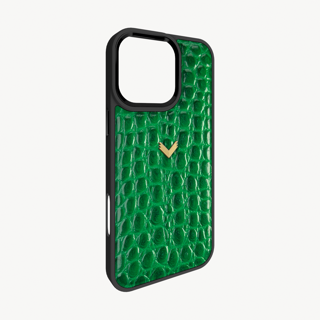 iPhone 16 Pro Phone Case, Calf Leather, Crocodile Texture