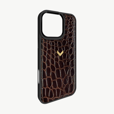 iPhone 16 Pro Phone Case, Calf Leather, Crocodile Texture