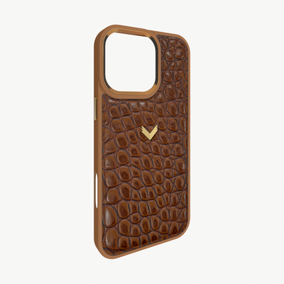 iPhone 16 Pro Phone Case, Calf Leather, Crocodile Texture