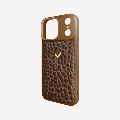 iPhone 17 Pro Phone Case, Calf Leather, Crocodile Texture