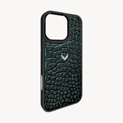 iPhone 16 Pro Phone Case, Calf Leather, Crocodile Texture