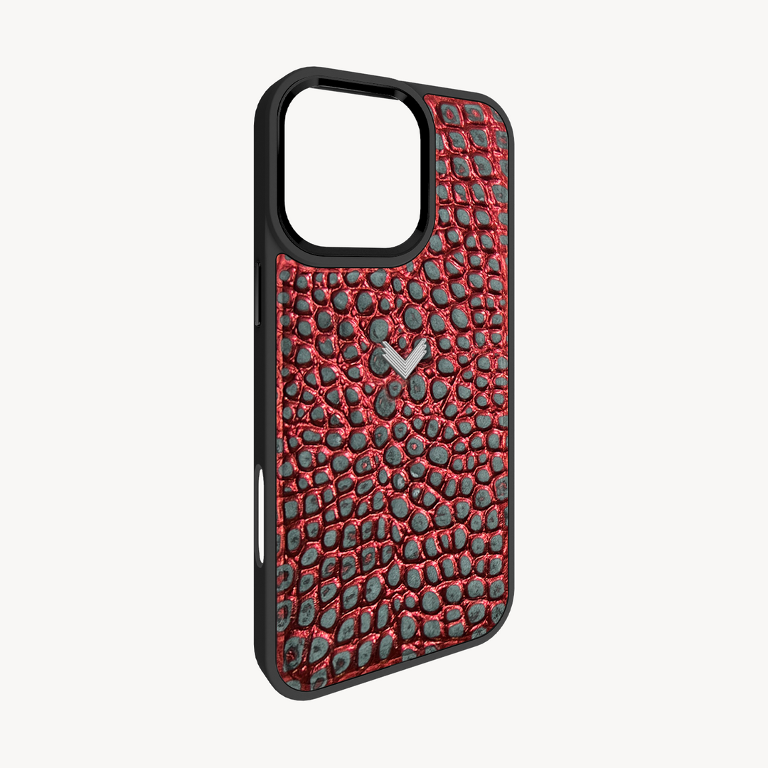 iPhone 16 Pro Phone Case, Calf Leather, Crocodile Texture