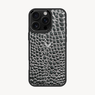 iPhone 16 Pro Phone Case, Calf Leather, Crocodile Texture