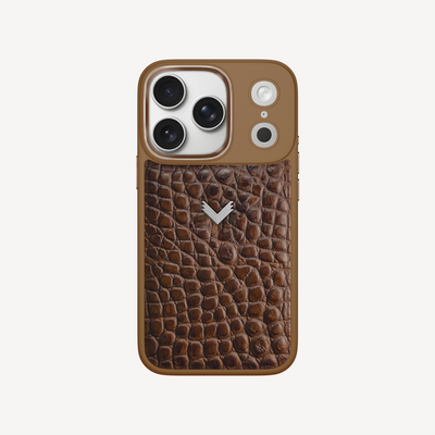 iPhone 17 Pro Phone Case, Calf Leather, Crocodile Texture
