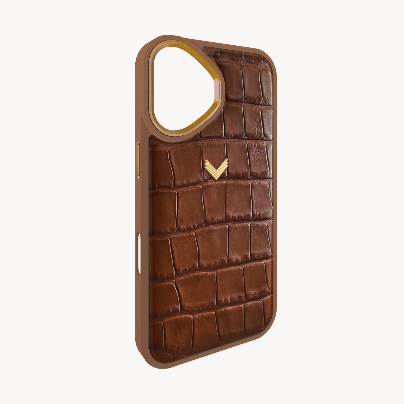 iPhone 16 Plus Phone Case, Calf Leather, Crocodile Texture