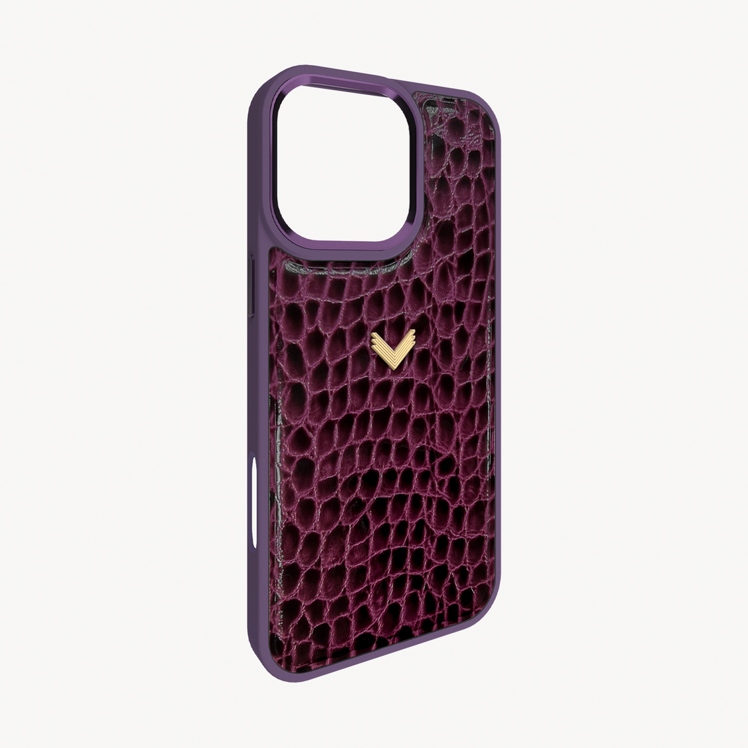 iPhone 16 Pro Phone Case, Calf Leather, Crocodile Texture