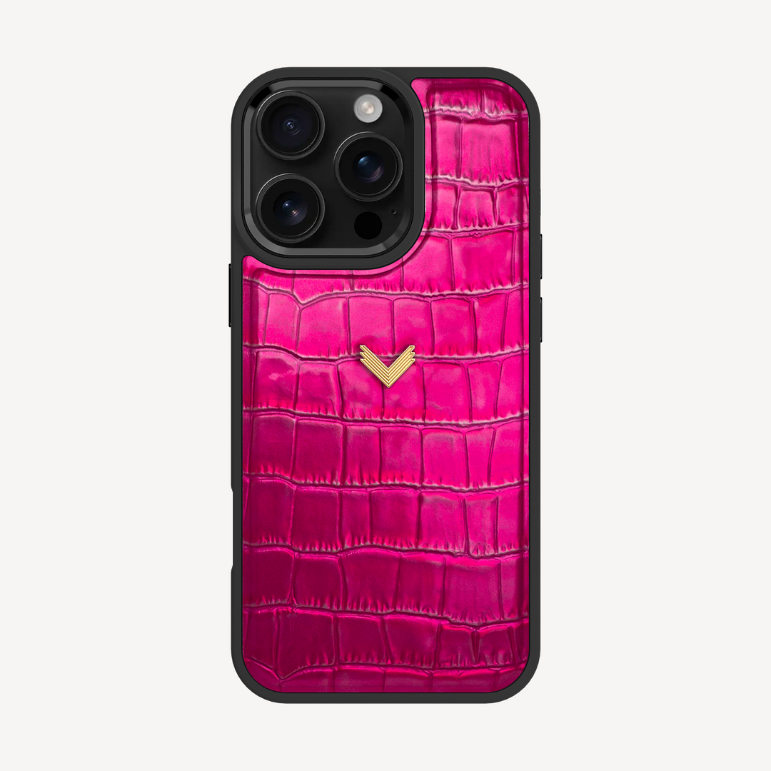 iPhone 16 Pro Max Phone Case, Calf Leather, Crocodile Texture