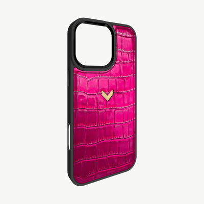 iPhone 16 Pro Max Phone Case, Calf Leather, Crocodile Texture