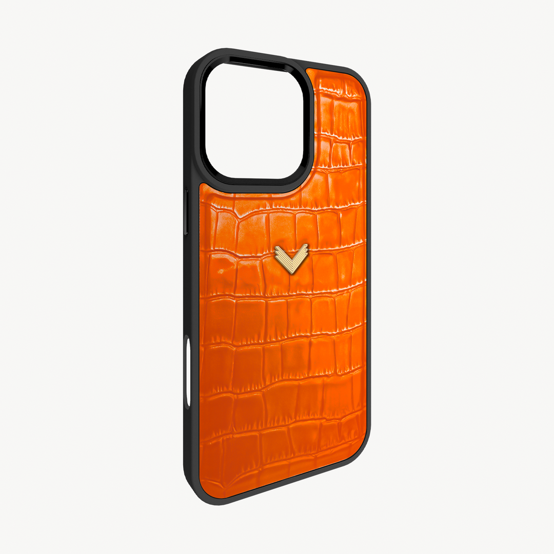 iPhone 16 Pro Max Phone Case, Calf Leather, Crocodile Texture