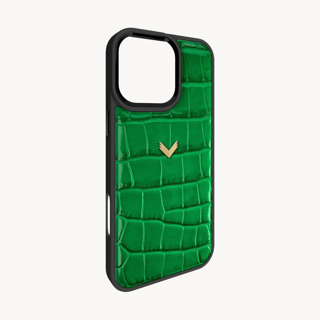 iPhone 16 Pro Max Phone Case, Calf Leather, Crocodile Texture