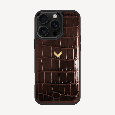 iPhone 16 Pro Max Phone Case, Calf Leather, Crocodile Texture