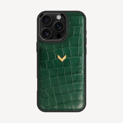 iPhone 16 Pro Phone Case, Calf Leather, Crocodile Texture