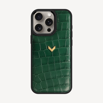 iPhone 15 Pro Max Phone Case, Calf Leather, Crocodile Texture