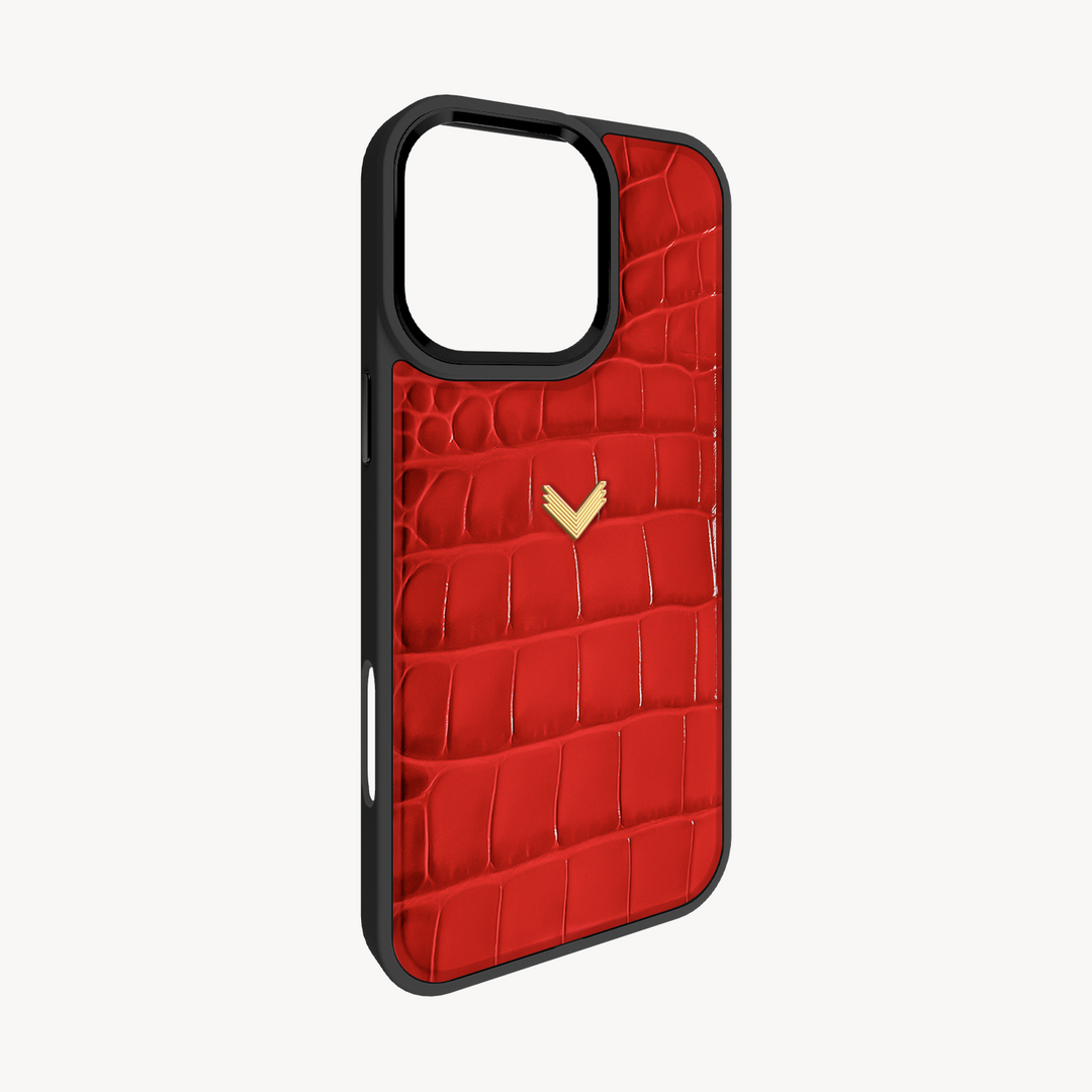 iPhone 16 Pro Max Phone Case, Calf Leather, Crocodile Texture
