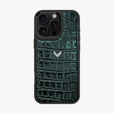 iPhone 16 Pro Max Phone Case, Calf Leather, Crocodile Texture