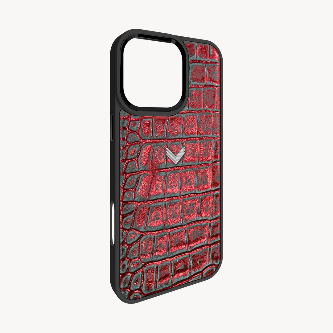 iPhone 16 Pro Max Phone Case, Calf Leather, Crocodile Texture