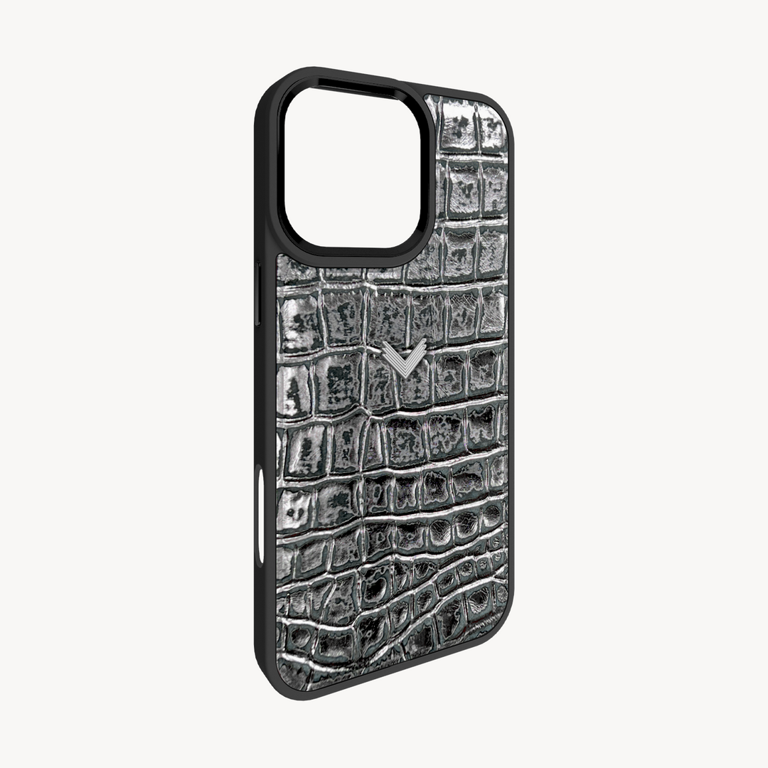 iPhone 16 Pro Max Phone Case, Calf Leather, Crocodile Texture